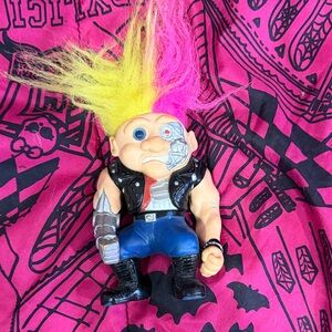 Cyber Punk Troll Doll with Yellow and Pink Hair